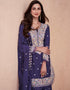 Traditional Function Wear Heavy Dolla Silk Readymade Suit Collection Purple Dolla Silk Palazzo Suit Back View